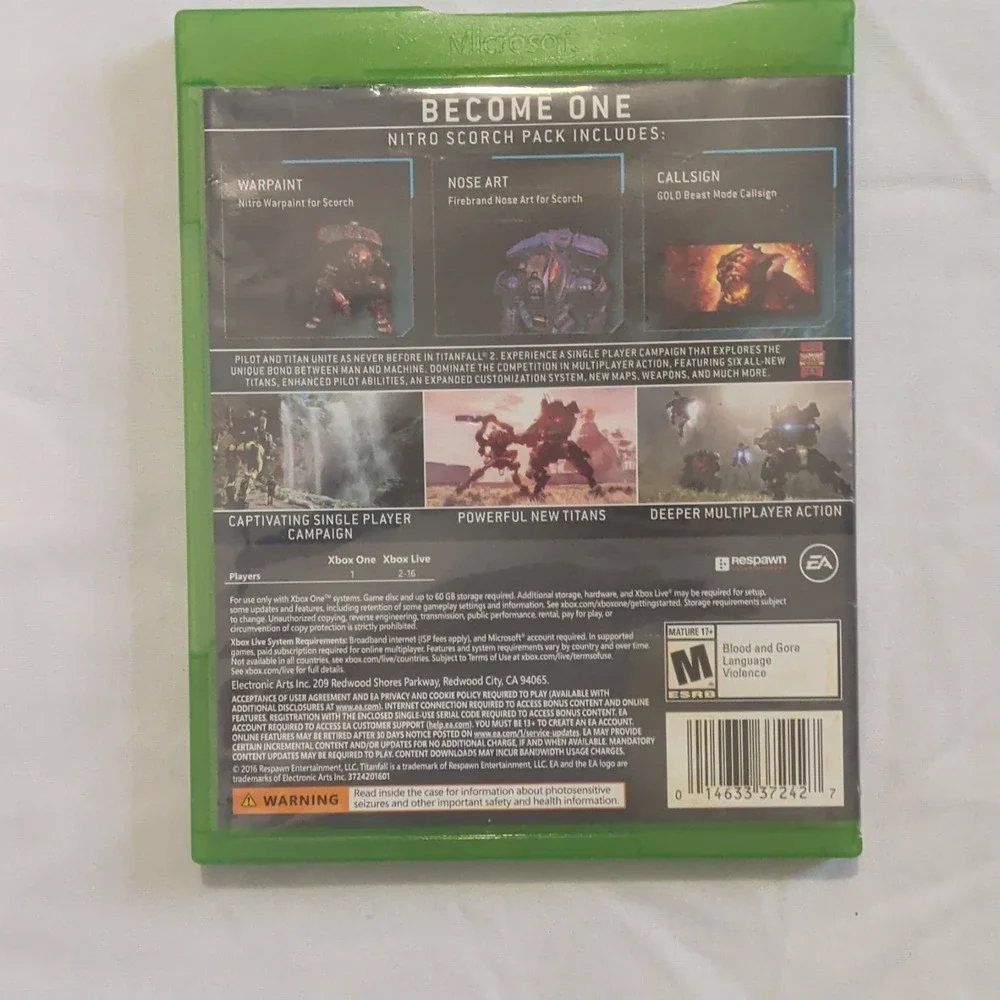 Titanfall 2 Xbox One (2016) Shooter Game Disc w/ Case Manual + Nitro Scorch Pack